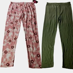 Set of 2 Leggings For‎ Girls Size Green & Pink "Young-Hearts" New